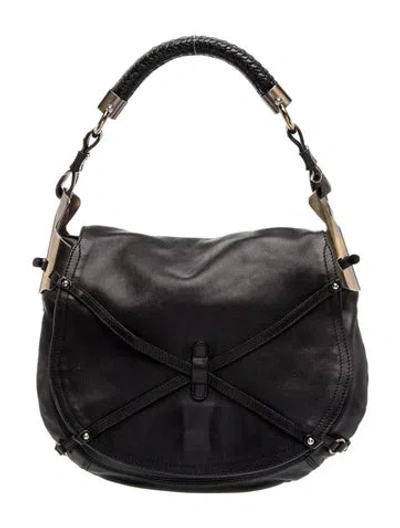 Pre-owned Ferragamo Leather Shoulder Bag In Black