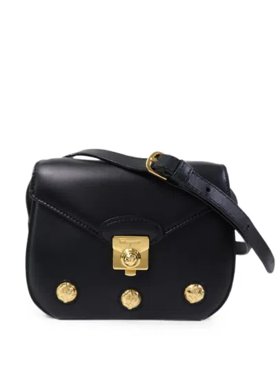 Pre-owned Ferragamo Leather Shoulder Bag In Black