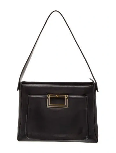 Pre-owned Ferragamo Leather Shoulder Bag In Black