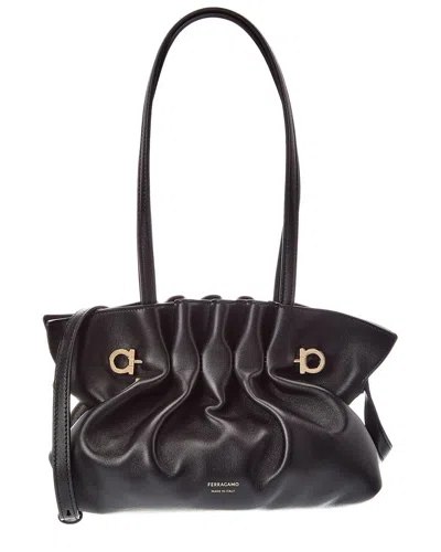 Ferragamo Leather Shoulder Bag In Black