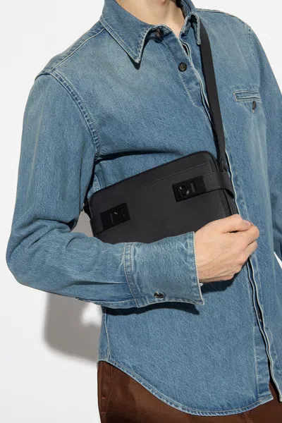 Ferragamo Leather Shoulder Bag In Black