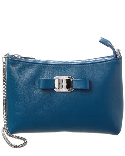 Ferragamo Leather Shoulder Bag In Blue
