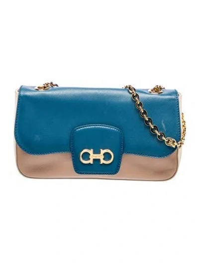 Pre-owned Ferragamo Leather Shoulder Bag In Blue
