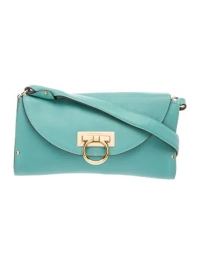 Pre-owned Ferragamo Leather Shoulder Bag In Blue