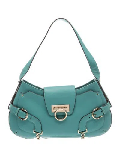 Pre-owned Ferragamo Leather Shoulder Bag In Blue