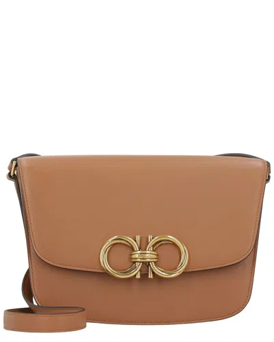 Ferragamo Trapezio Leather Crossbody Bag In Brown