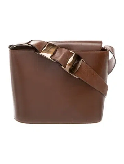 Pre-owned Ferragamo Leather Shoulder Bag In Brown