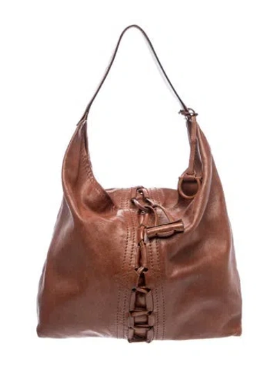 Pre-owned Ferragamo Leather Shoulder Bag In Brown