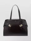 Ferragamo Leather Shoulder Bag Featuring Dual Straps In Black