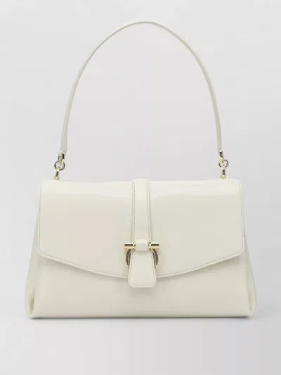 Ferragamo Leather Shoulder Bag Flap Top Handle