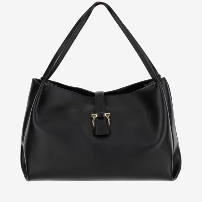 Ferragamo Leather Shoulder Bag In Gray