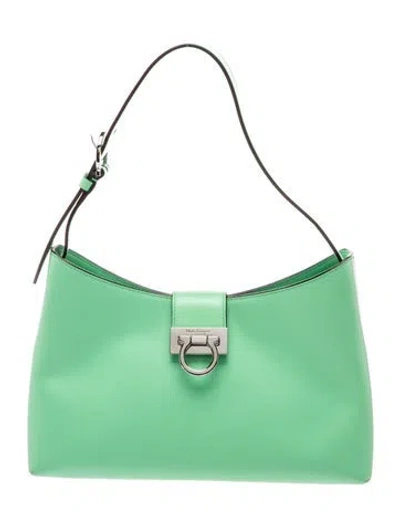 Pre-owned Ferragamo Leather Shoulder Bag In Green