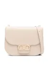 Ferragamo Double Gancini Cross Body Flap Bag In Grey