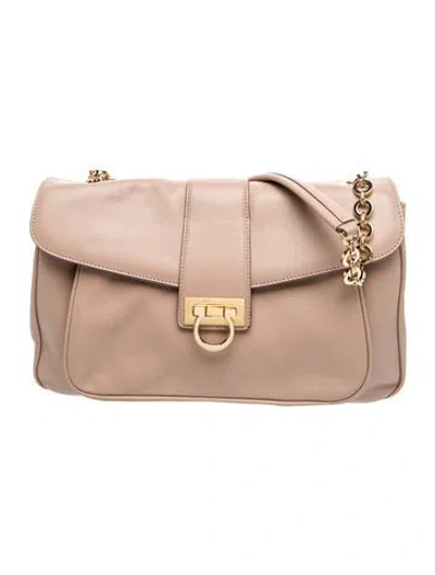 Pre-owned Ferragamo Leather Shoulder Bag In Neutral