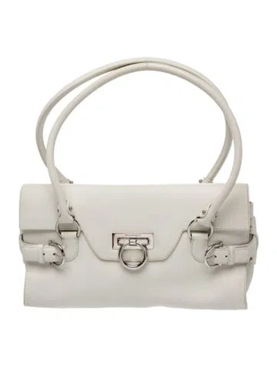 Pre-owned Ferragamo Leather Shoulder Bag In Neutral