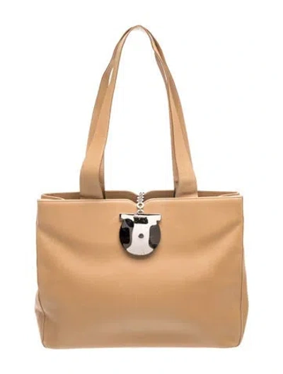 Pre-owned Ferragamo Leather Shoulder Bag In Neutrals