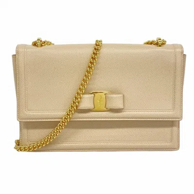 Pre-owned Ferragamo Leather Shoulder Bag () In Sand
