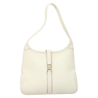 Pre-owned Ferragamo Leather Shoulder Bag () In White