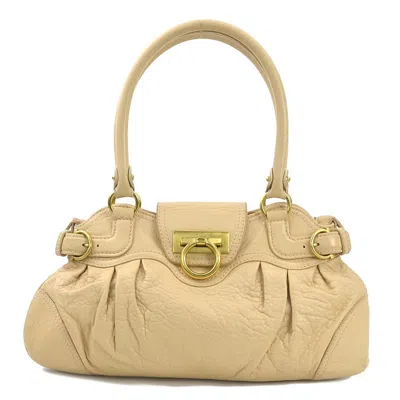 Pre-owned Ferragamo Leather Shoulder Bag () In Beige