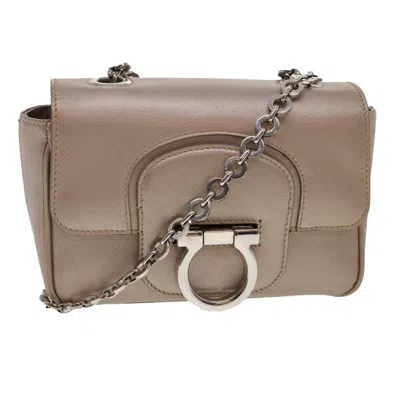 Pre-owned Ferragamo Leather Shoulder Bag () In Beige