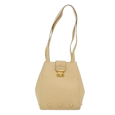 Pre-owned Ferragamo Leather Shoulder Bag () In Beige