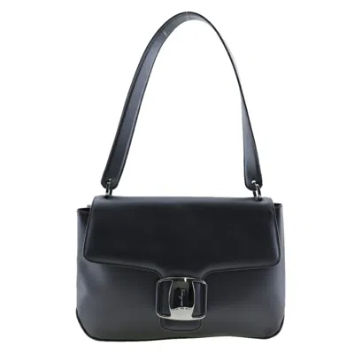 Pre-owned Ferragamo Leather Shoulder Bag () In Black