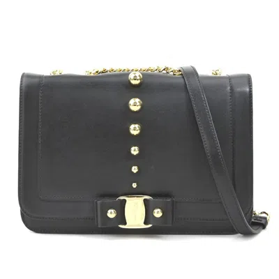Pre-owned Ferragamo Leather Shoulder Bag () In Black