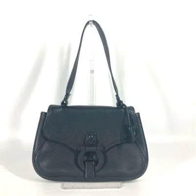 Pre-owned Ferragamo Leather Shoulder Bag () In Black