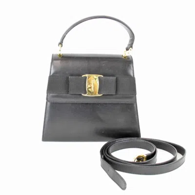 Pre-owned Ferragamo Leather Shoulder Bag () In Black