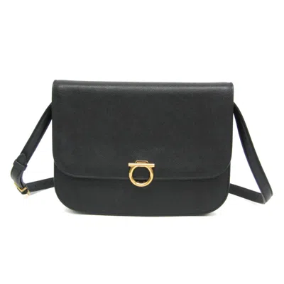 Pre-owned Ferragamo Leather Shoulder Bag () In Black