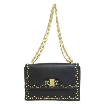 Pre-owned Ferragamo Leather Shoulder Bag () In Black