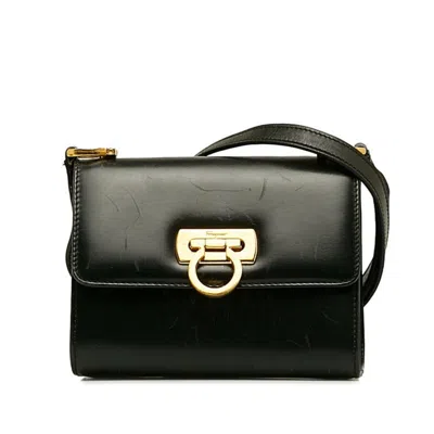 Pre-owned Ferragamo Leather Shoulder Bag () In Black