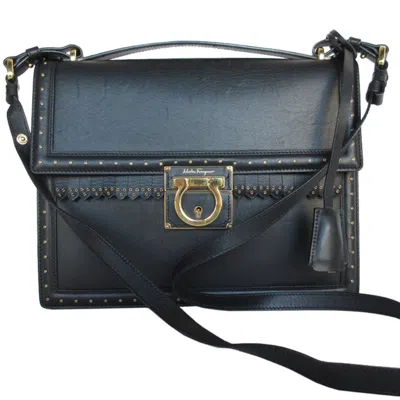 Pre-owned Ferragamo Leather Shoulder Bag () In Black