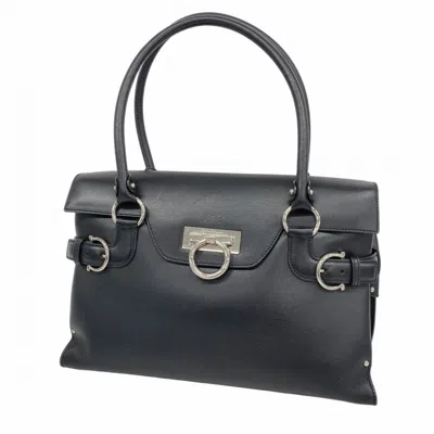 Pre-owned Ferragamo Leather Shoulder Bag () In Black