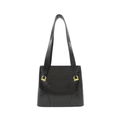 Pre-owned Ferragamo Leather Shoulder Bag () In Black