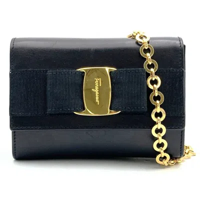 Pre-owned Ferragamo Leather Shoulder Bag () In Black