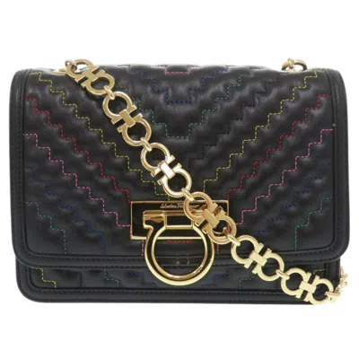 Pre-owned Ferragamo Leather Shoulder Bag () In Black