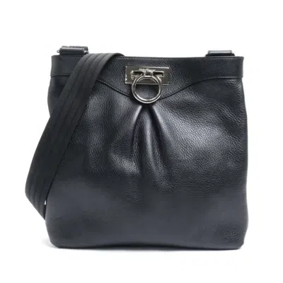 Pre-owned Ferragamo Leather Shoulder Bag () In Black