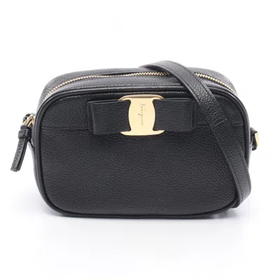 Pre-owned Ferragamo Leather Shoulder Bag () In Black