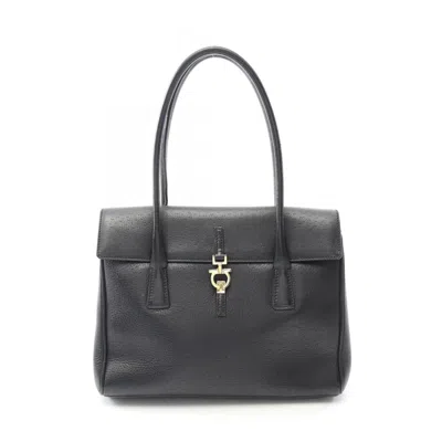 Pre-owned Ferragamo Leather Shoulder Bag () In Black