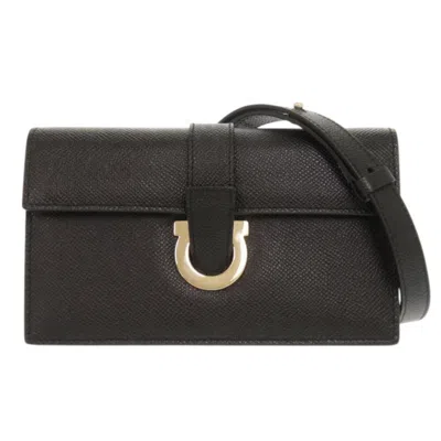 Pre-owned Ferragamo Leather Shoulder Bag () In Black