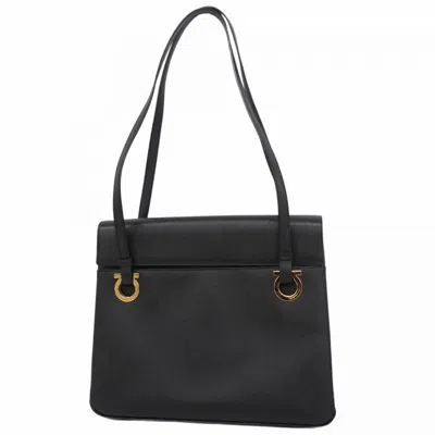 Pre-owned Ferragamo Leather Shoulder Bag () In Black