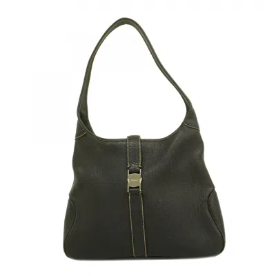 Pre-owned Ferragamo Leather Shoulder Bag () In Black