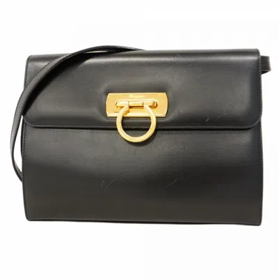 Pre-owned Ferragamo Leather Shoulder Bag () In Black