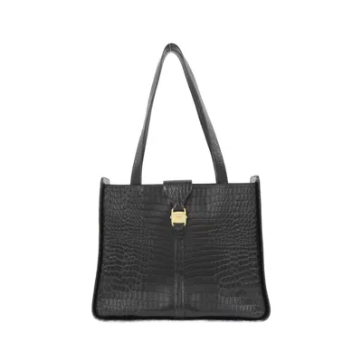 Pre-owned Ferragamo Leather Shoulder Bag () In Black