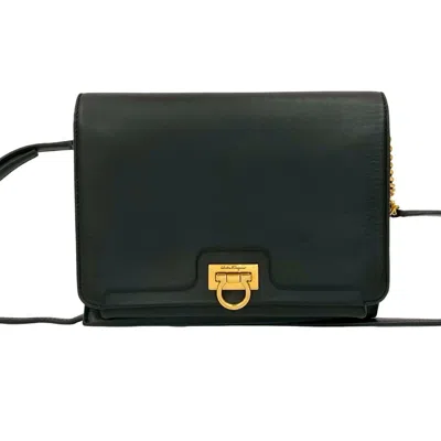 Pre-owned Ferragamo Leather Shoulder Bag () In Black