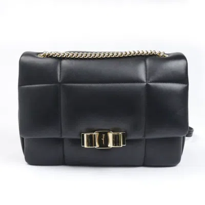 Pre-owned Ferragamo Leather Shoulder Bag () In Black