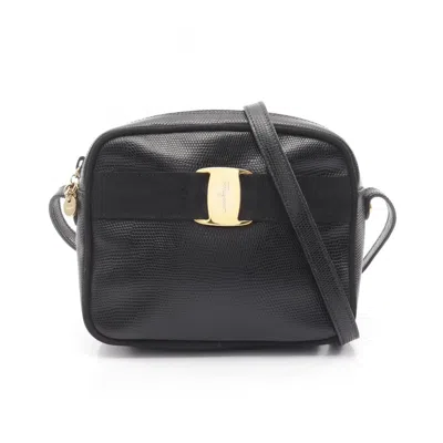 Pre-owned Ferragamo Leather Shoulder Bag () In Black