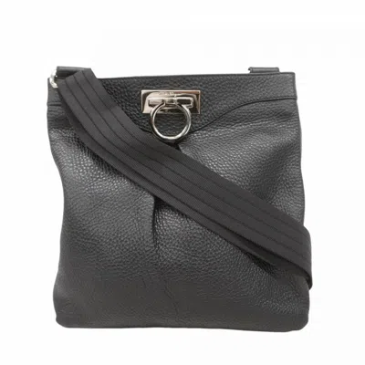 Pre-owned Ferragamo Leather Shoulder Bag () In Black