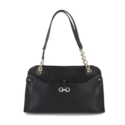 Pre-owned Ferragamo Leather Shoulder Bag () In Black